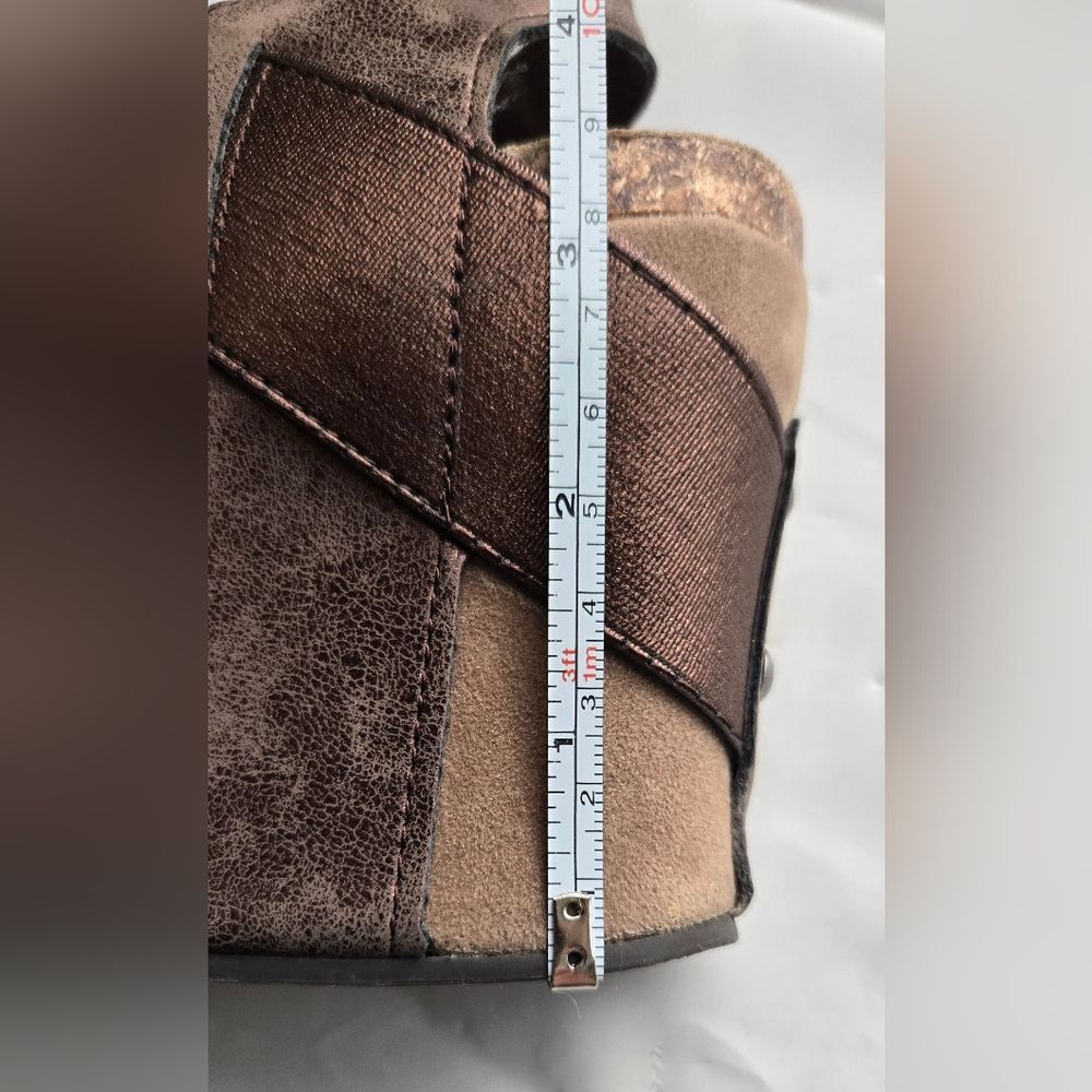 Pierre Dumas Cheetah and Copper Wedge Sandals | Sz 8 - Picture 3 of 5